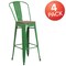 Flash Furniture Green Metal Barstool with Back and Wood Seat, 30" High, PK4 4-CH-31320-30GB-GN-WD-GG - alternate 3